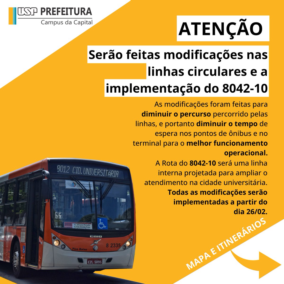 puspcapital's tweet photo. Saiba as modificações das linhas circulares que serão implementadas a partir do dia 26/02 !
#transitonausp #circulares #segurançanotransito #puspc #usp
#campusbutantã #mobilidade #urbanismo https://t.co/VqWoINb988