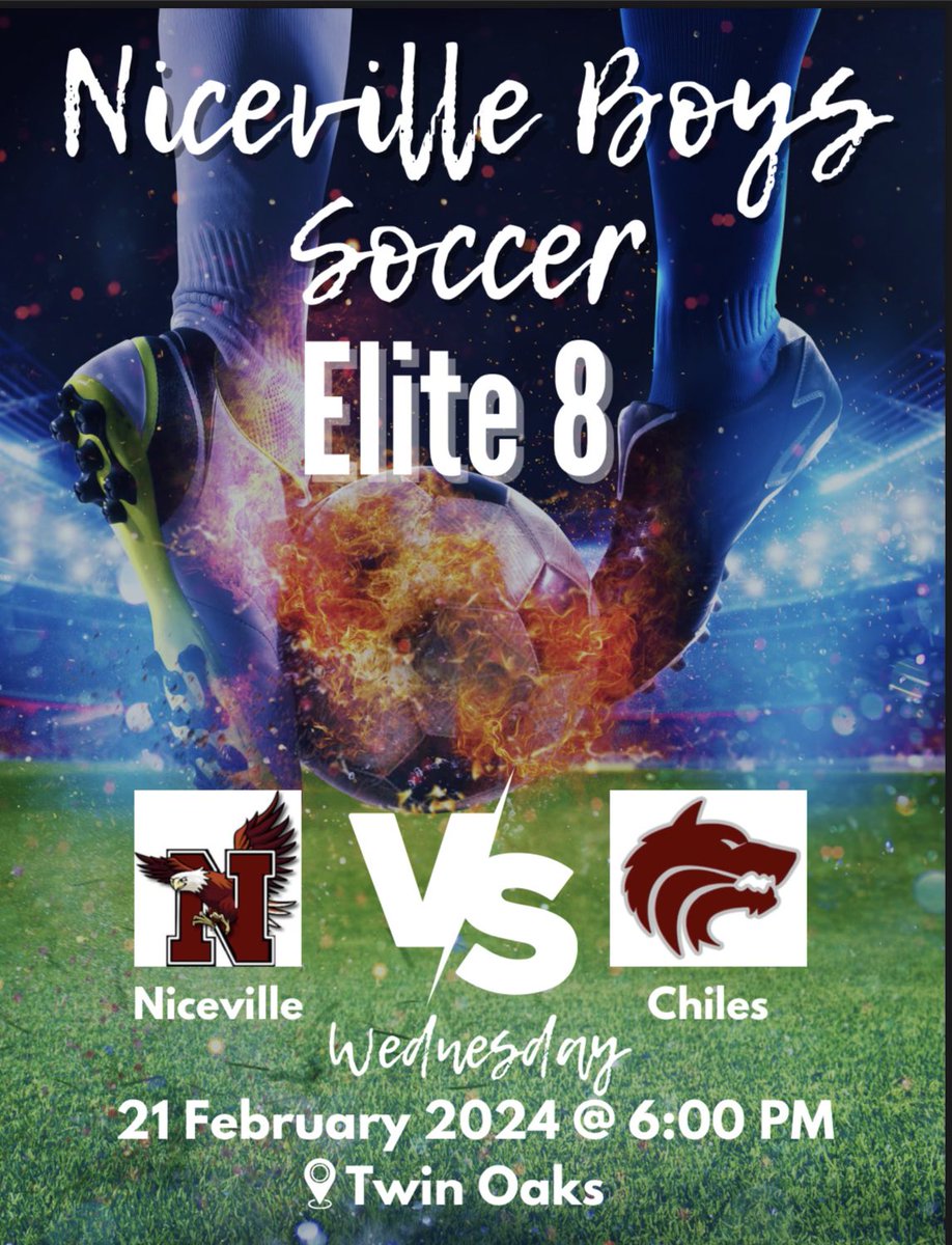 NHS Boys Soccer continues their run to the Final Four tomorrow night - come out to Twin Oaks and see them take the next step to another STATE CHAMPIONSHIP! GO EAGLES 🦅