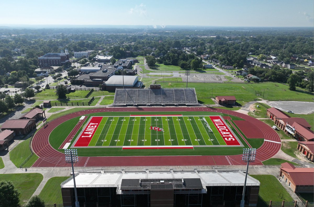 #transformationtuesday Sports Turf renovated Lucy C Laney School's existing natural grass field to an artificial turf system elite in safety, durability, and performance. In addition to the field, the existing track surface was updated with a Rekortan Full Pour Track System.