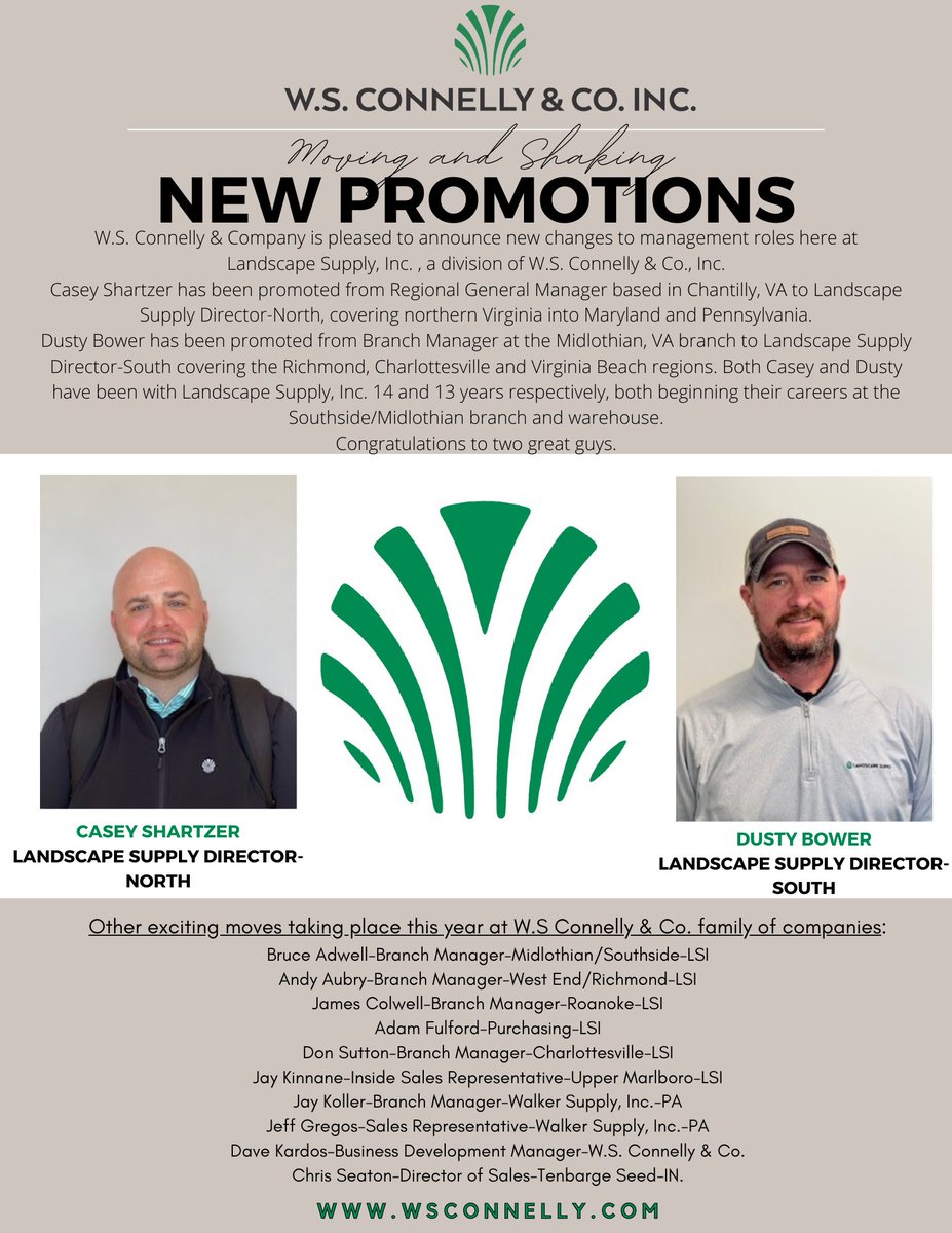 Many of you know these familiar faces-Casey Shartzer and Dusty Bower.  We are excited and so proud to announce the promotions of Casey, to LSI Director-North and Dusty to LSI Director-South. We take pride in knowing that we have the best staff in the industry, bar none. #TheBest