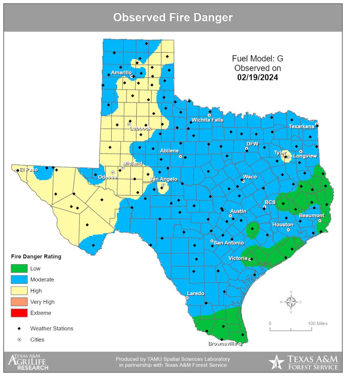 BrazosWater's tweet image. This week will be the warmest and driest thus far this year however, the wildfire potential will be low to moderate. With the temperature getting warmer, there will be a drying trend that will increase the fire potential this week. 🔥

#WildfireUpdate #BrazosRiverAuthority