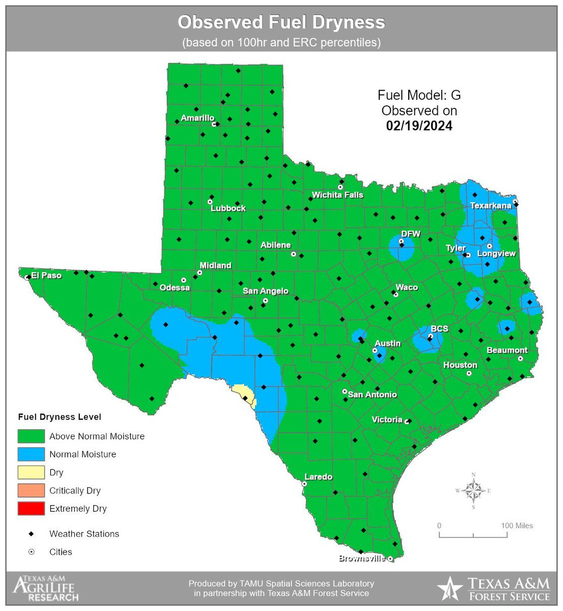 BrazosWater's tweet image. This week will be the warmest and driest thus far this year however, the wildfire potential will be low to moderate. With the temperature getting warmer, there will be a drying trend that will increase the fire potential this week. 🔥

#WildfireUpdate #BrazosRiverAuthority