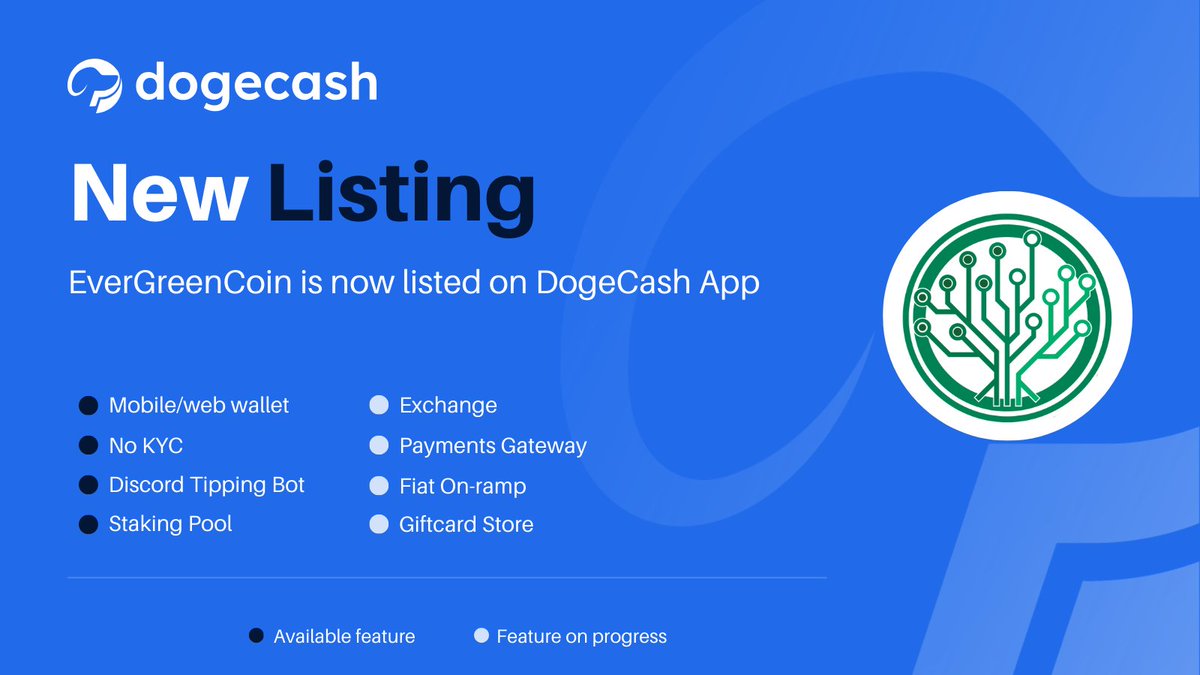 DogeCash App (@dogecashcoin) on Twitter photo We are pleased to announce that <a href="/EverGreenCoin_/">EverGreenCoin® ($EGC) 🌲 🪙 🛡️</a> ( $EGC ) is now listed on the DogeCash App.
Download it on the Android or Apple store or try our desktop version.
Web Browser
app.dogecash.net/auth/login
Play Store play.google.com/store/apps/det…
App Store
apps.apple.com/app/dogecash-a…
#crypto We are pleased to announce that <a href="/EverGreenCoin_/">EverGreenCoin® ($EGC) 🌲 🪙 🛡️</a> ( $EGC ) is now listed on the DogeCash App.
Download it on the Android or Apple store or try our desktop version.
Web Browser
app.dogecash.net/auth/login
Play Store play.google.com/store/apps/det…
App Store
apps.apple.com/app/dogecash-a…
#crypto
