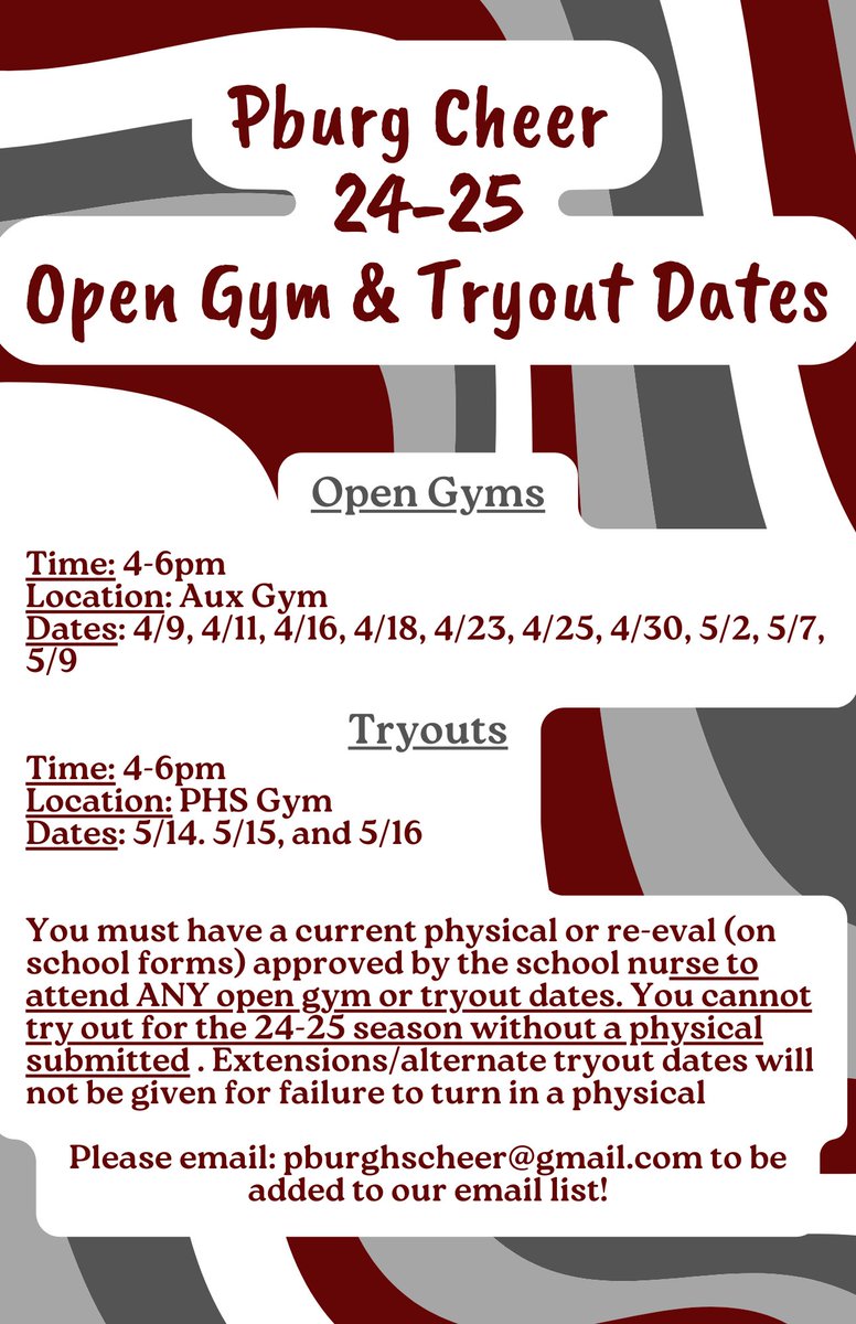 Here they are! Open Gym and Tryout dates for the 24-25 season 🐾 fill out the interest form (linked in bio) to receive the most up to date info leading up to tryouts!