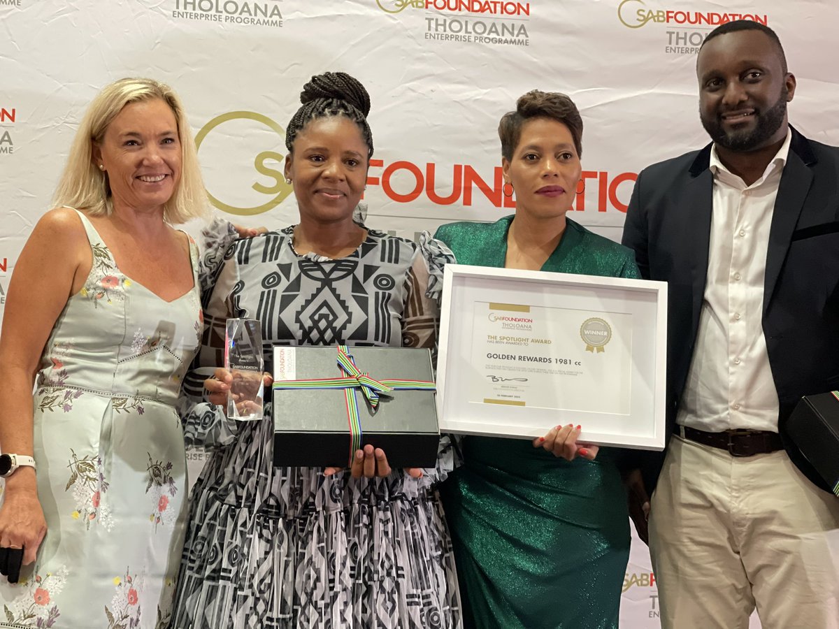 sabfoundationsa's tweet photo. Golden Rewards wins the Spotlight Award for creating the most jobs during their time on the programme. DL Consulting is the runner up and Edwaleni Hardware and Homeware is at third place.

Keep up the good work guys. 

#SABFTEP14
#SABFMakingaDifference
#ItStartsHere https://t.co/7u85ycgd5n