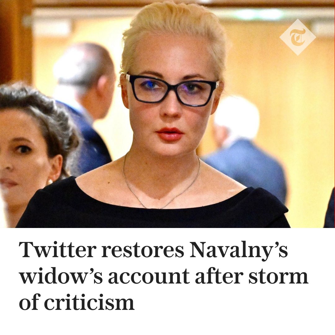 🔴 Elon Musk has restored Yulia Navalnaya's Twitter account after the billionaire received a torrent of criticism for suspending it. Read more here 👇 telegraph.co.uk/world-news/202…