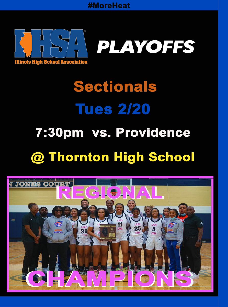 🚨 IHSA State Playoffs / Sectionals
🏀 Game #34
🗓 Thursday, 2/20/2024
🆚 Providence Catholic 
🕰 7:30pm
📍Thornton High School 
📺 Live Links: youtube.com/user/ILXCITEME…
💻 facebook.com/xaver.walton.1

Live 5 minutes before start

#LadyLynxwantitall 
#LadyLynxRedemptionTour 
#MoreHeat