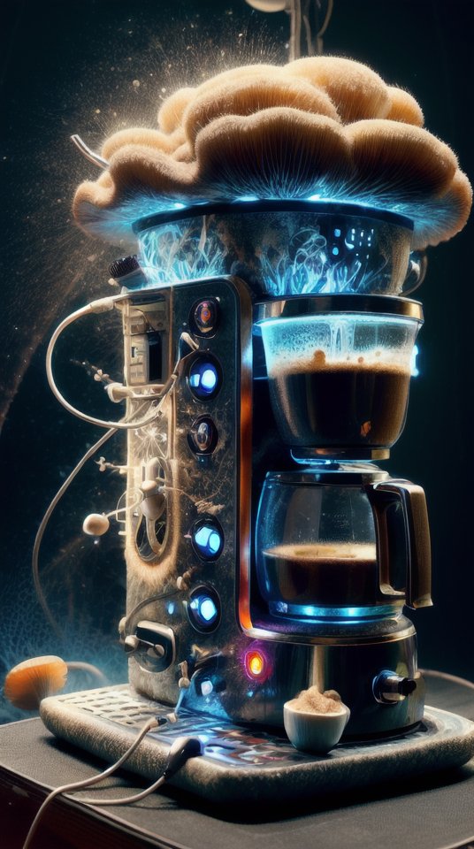 BadToxicAI's tweet photo. #MyceliumTech #scifi #Psychedelic #Mycelia #spongy #coffee #machine #coffeeMachine #LoRA #LoRAMyceliumTech #Auto1111 #StableDiffusion #safetensors #AIArt #AIFilter #AI #Kunst #art #henmixReal v40 DPM++ 3M SDE Karras https://t.co/7JD2QORhJ3