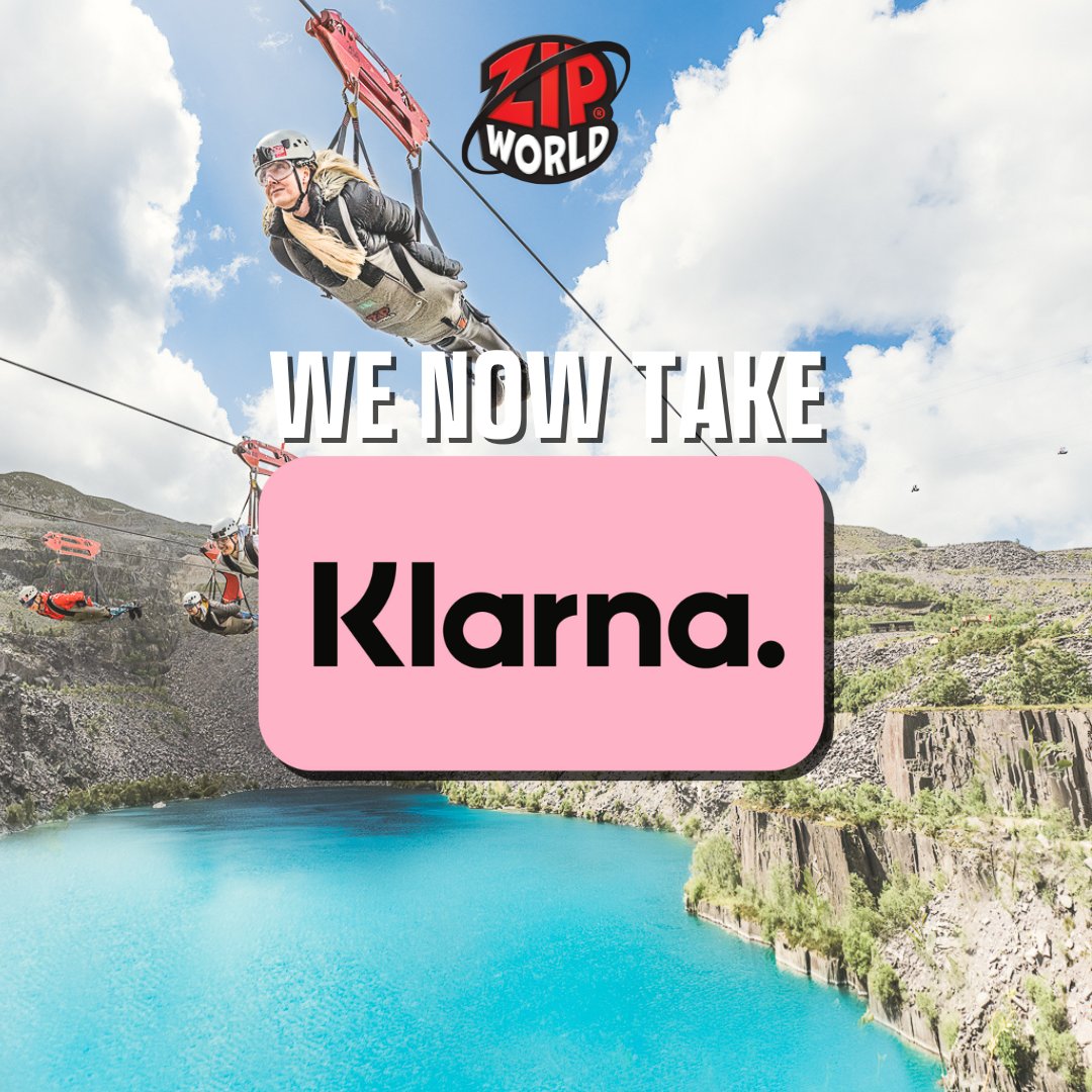 We now take Klarna! We're so excited to be able to now offer this flexible payment option for you at check-out giving you the option to spread the payment of your Zip World adventure out across 3 instalments, or you can wait 30 days to pay. 👉 zipworld.co.uk/klarna