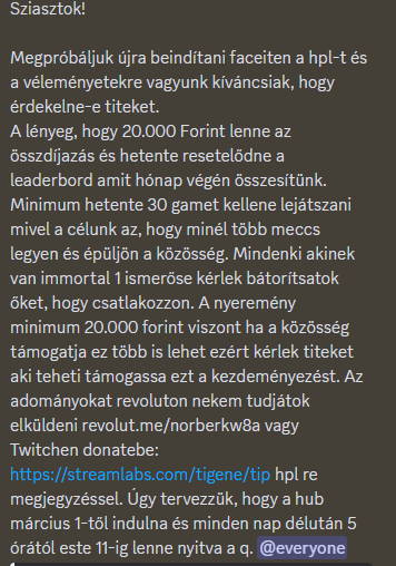 Hello guys, gyertek minél többen. Dcn tudtok jelentkezni, mindenki akinek előző seasonbe megvolt az immo vagy jelenleg képviseli ezt a rangot.💪💪🏆