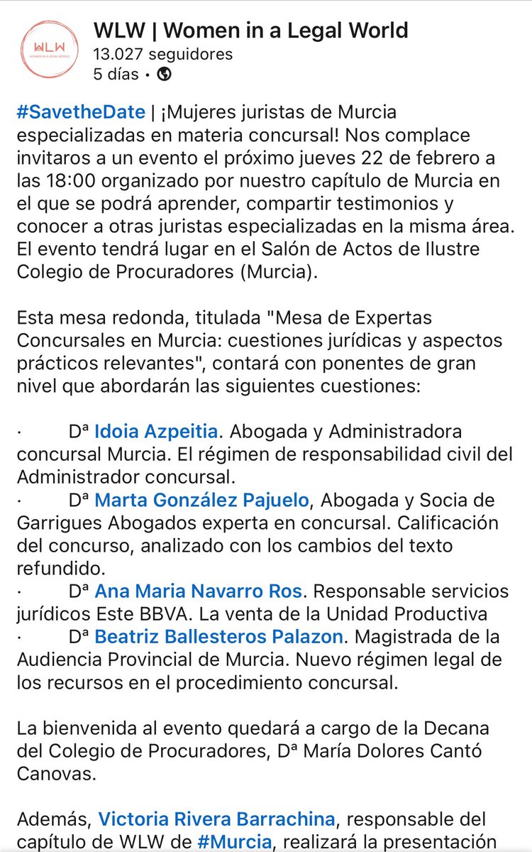 Evento Women Legal World: sumar a la visibilidad femenina es responsabilidad de todos y el quinto objetivo de desarrollo sostenible de la agenda 2030 para transformar nuestro mundo 🌍. Suma con nosotras 🙌✨