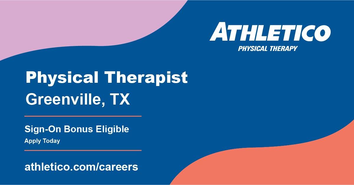 Athletico clinicians are energetic and service-minded team players who provide exceptional patient care and service. Are you ready to #GrowWithAthletico? We're #hiring a #PhysicalTherapist at our #Greenville location! Apply today by visiting - ow.ly/3CgI50QFM8p