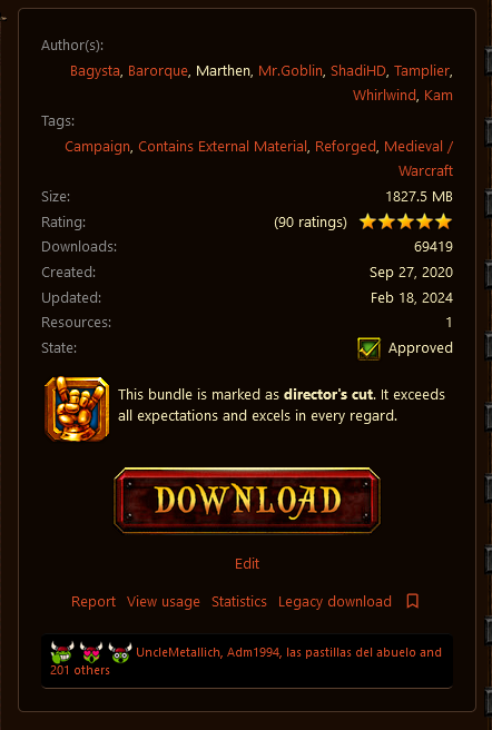 CSW - Tides of Darkness campaign was rated "Director's cut" on HIVE workshop! the highest possible rating. 

We are super proud of what we have made!