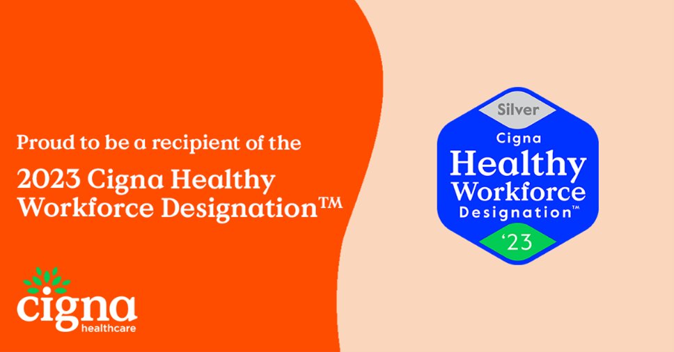 We’re honored to be recognized by Cigna Healthcare with the silver level Healthy Workforce Designation for our commitment to employee well-being and vitality. #CignaHWD