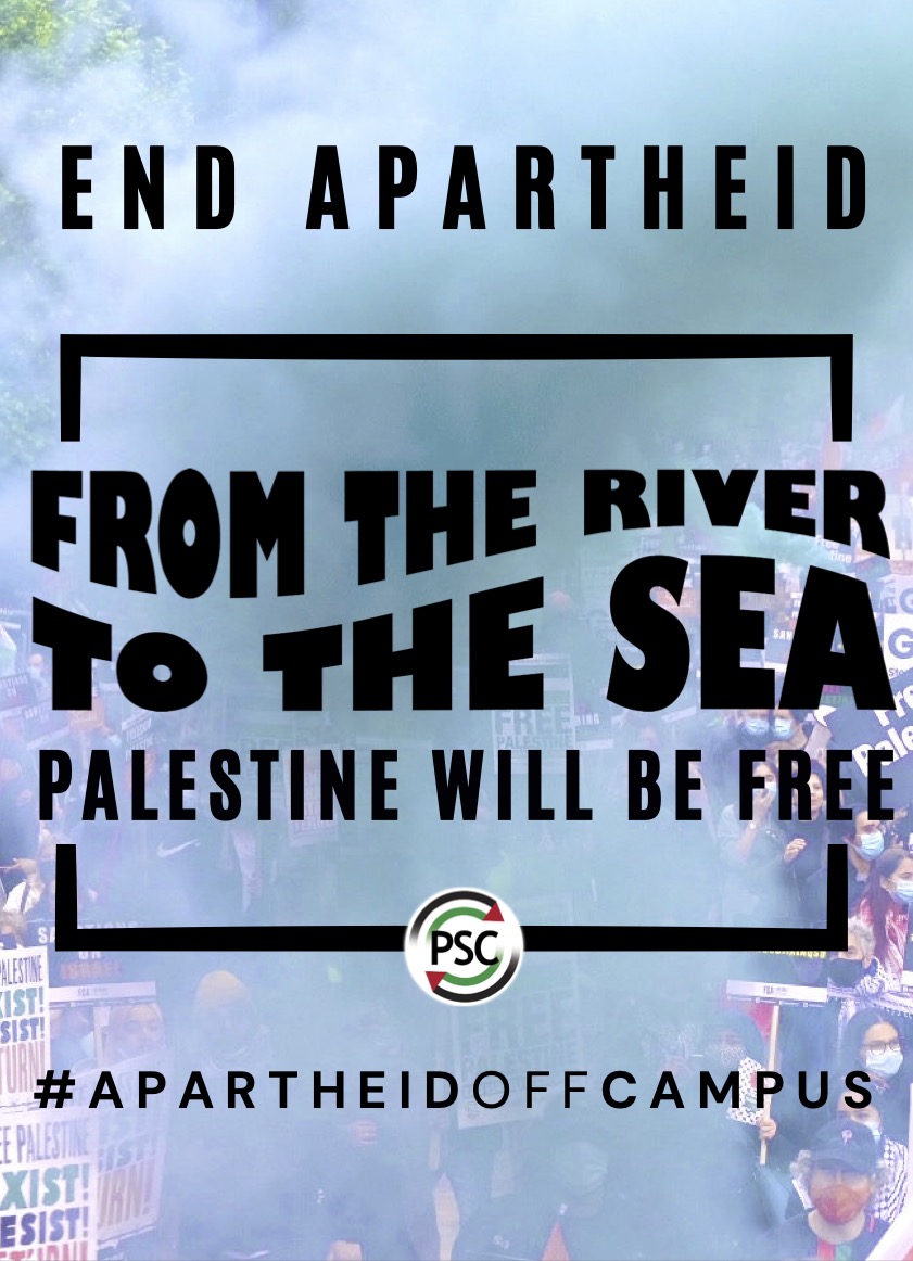 The posters were produced by @UCU and the Palestine Solidarity Campaign @PSCupdates (with which UCU is affiliated) and called for an end to the genocide in Gaza.