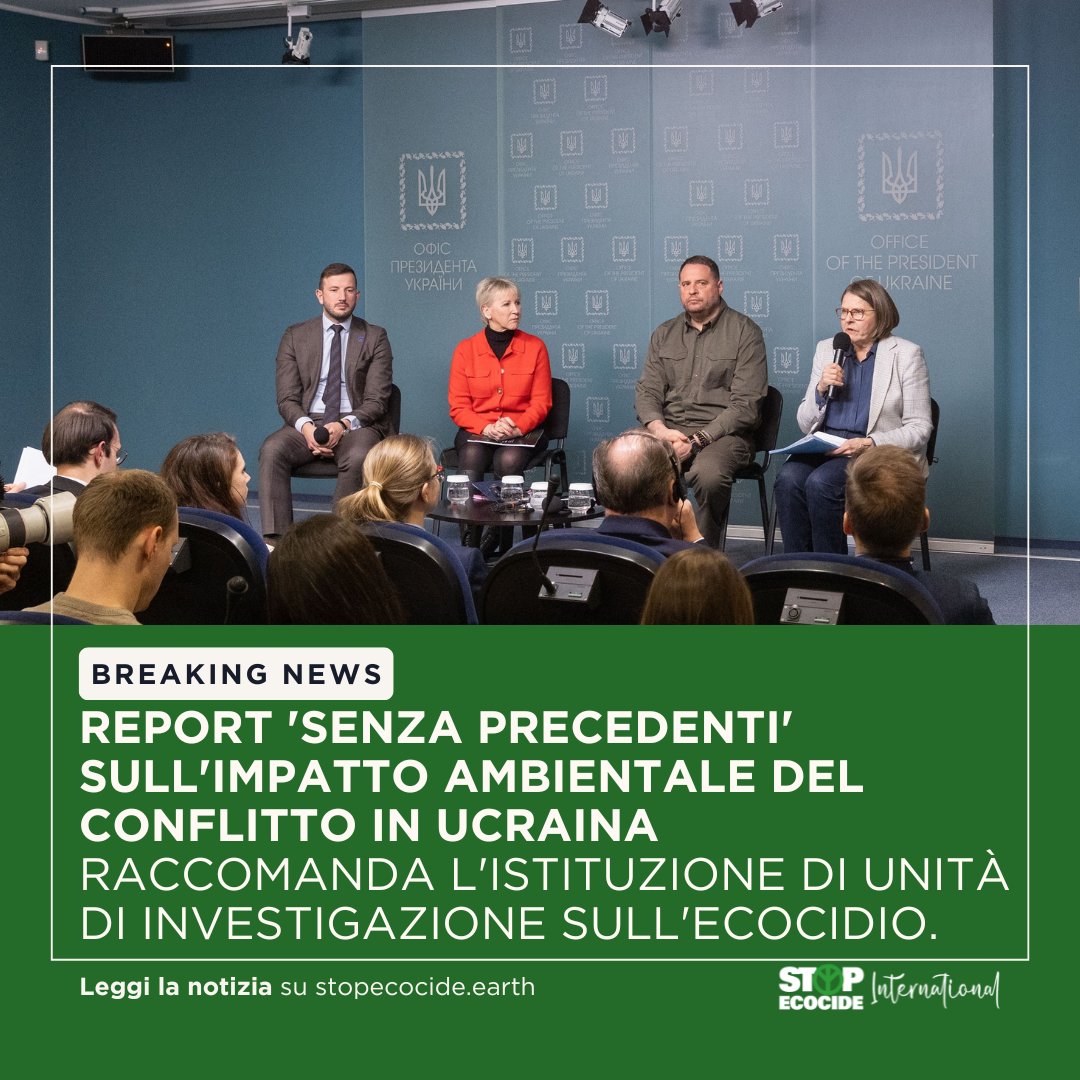 Il nuovo report ‘Il Patto Ambientale per l'Ucraina’ raccomanda l'istituzione di unità investigative specializzate per affrontare i crimini ambientali di guerra e l'ecocidio. Per maggiori dettagli: stopecocide.earth/2024/unprecede… #StopEcocide