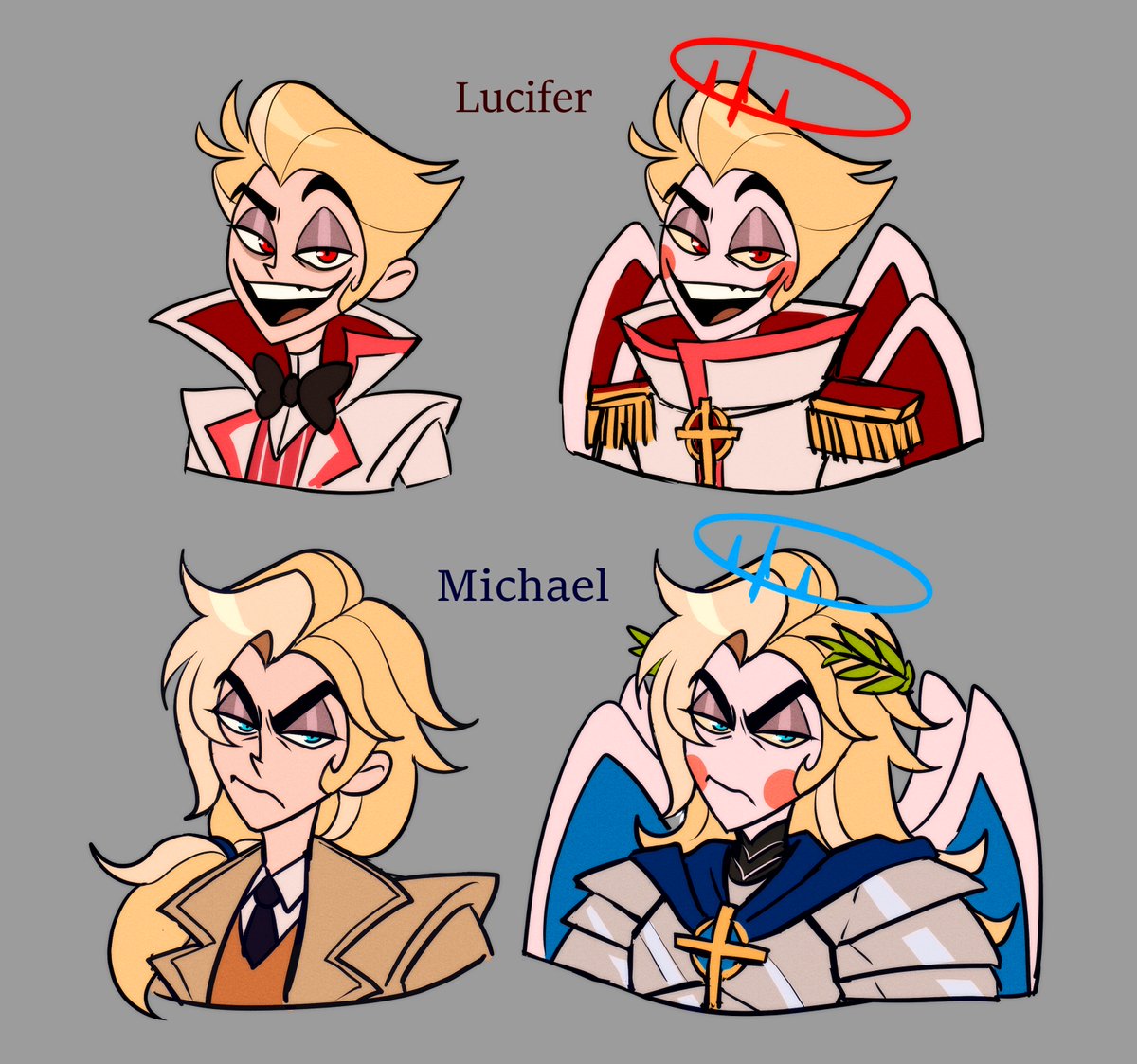 got so bored that I tried drawing them in HH artstyle AU design