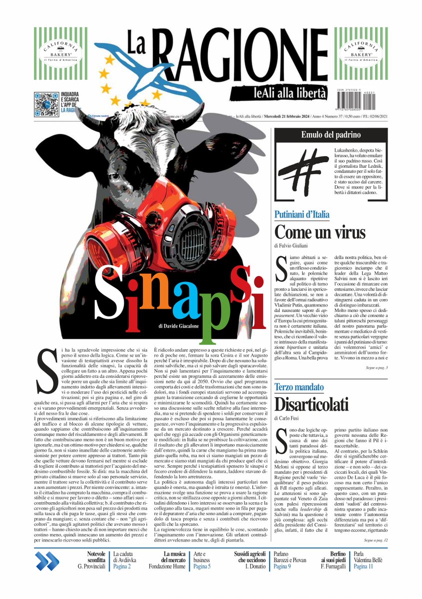 LaRagione_eu's tweet photo. Su La Ragione di oggi, mercoledì #21febbraio: Allarme #inquinamento, provvedimenti emergenziali ma il problema sono gli allevamenti; #Putin, le dichiarazioni evitabili di #Salvini; Sussidi agricoli che uccidono, parlano #Barozzi e #Piovan; #Cinema, intervista a #Bellè. 

#laprima https://t.co/69UuuamvDk