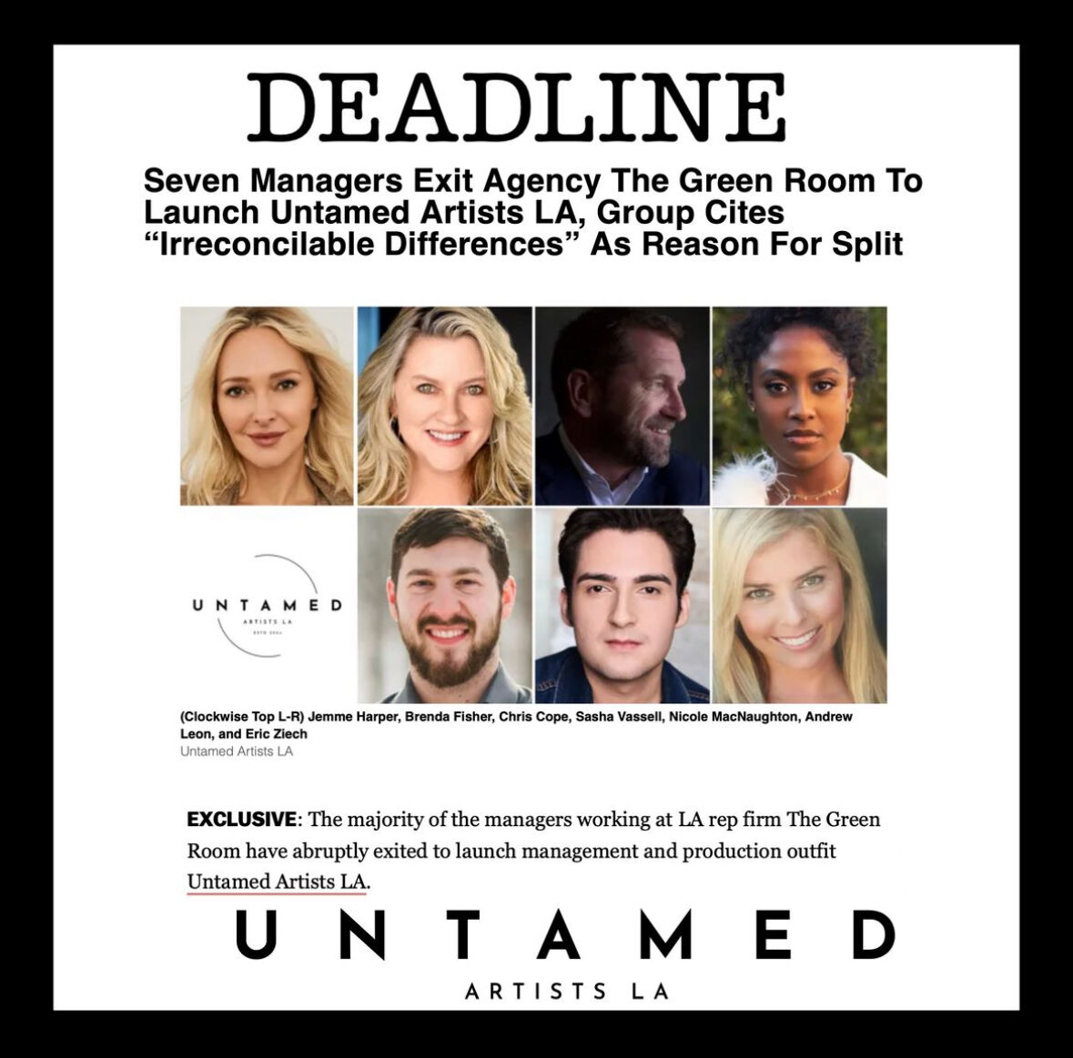 It's official! Check out the full article from <a href="/DEADLINE/">Deadline</a>:

bit.ly/3ULGrOS

.

.

.

#Untamed
#BreakingNews
#introduction
#StayUntamed
#talentmanagers
#Producer
#news
#Deadline