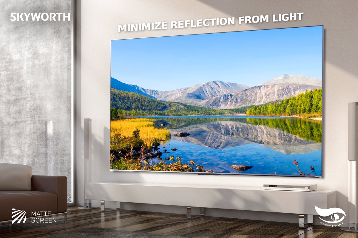 Skyworth_NA's tweet image. Experience TV brilliance that outshines any lighting with SKYWORTH's matte screen technology! Enjoy crystal-clear picture even in well-lit spaces. Elevate your viewing experience. 🌟📺✨ #SKYWORTH #EyecareTV #TVTech #Antiglare #HomeEntertainment #TechInnovation #TV #matte #screen