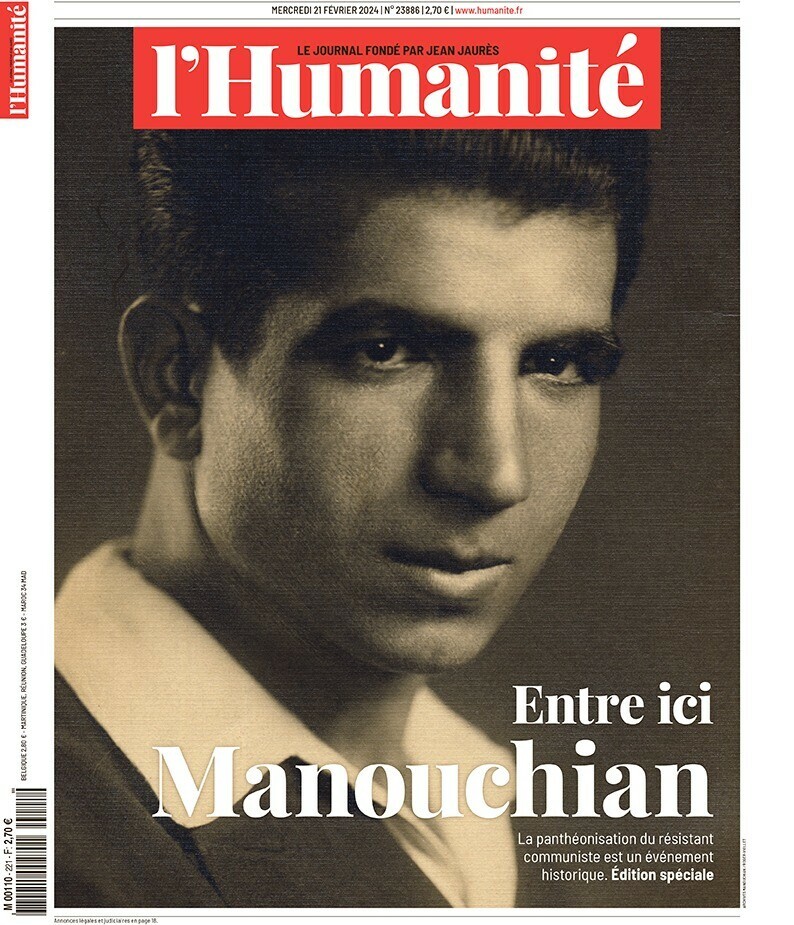 L’Humanité du 21 février : Entre ici, Manouchian 📰 : boutique.humanite.fr/common/categor…