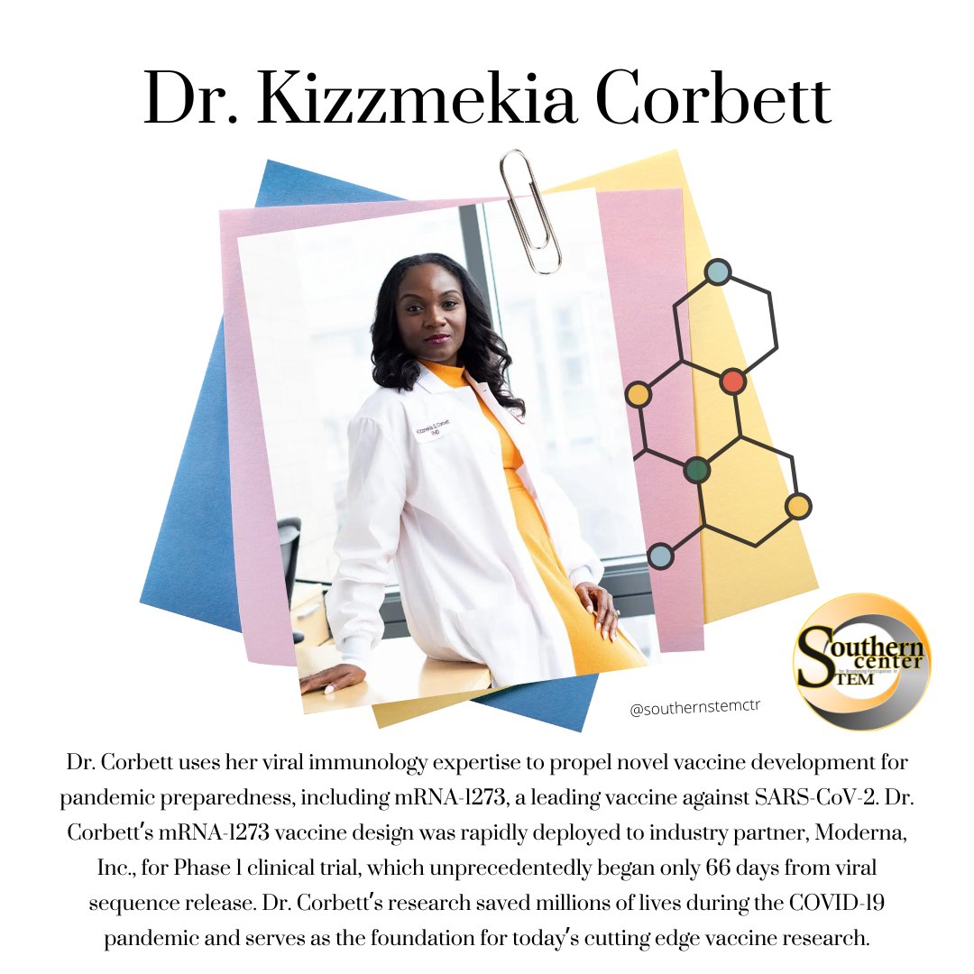 We’re celebrating Black History Month!

“Dr. Corbett uses her viral immunology expertise to propel novel vaccine development for pandemic preparedness.

Dr. Corbett's mRNA-1273 COVID-19  vaccine saved millions of lives during the pandemic."

#stem #blackhistorymonth <a href="/KizzyPhD/">KizzyPhD</a>