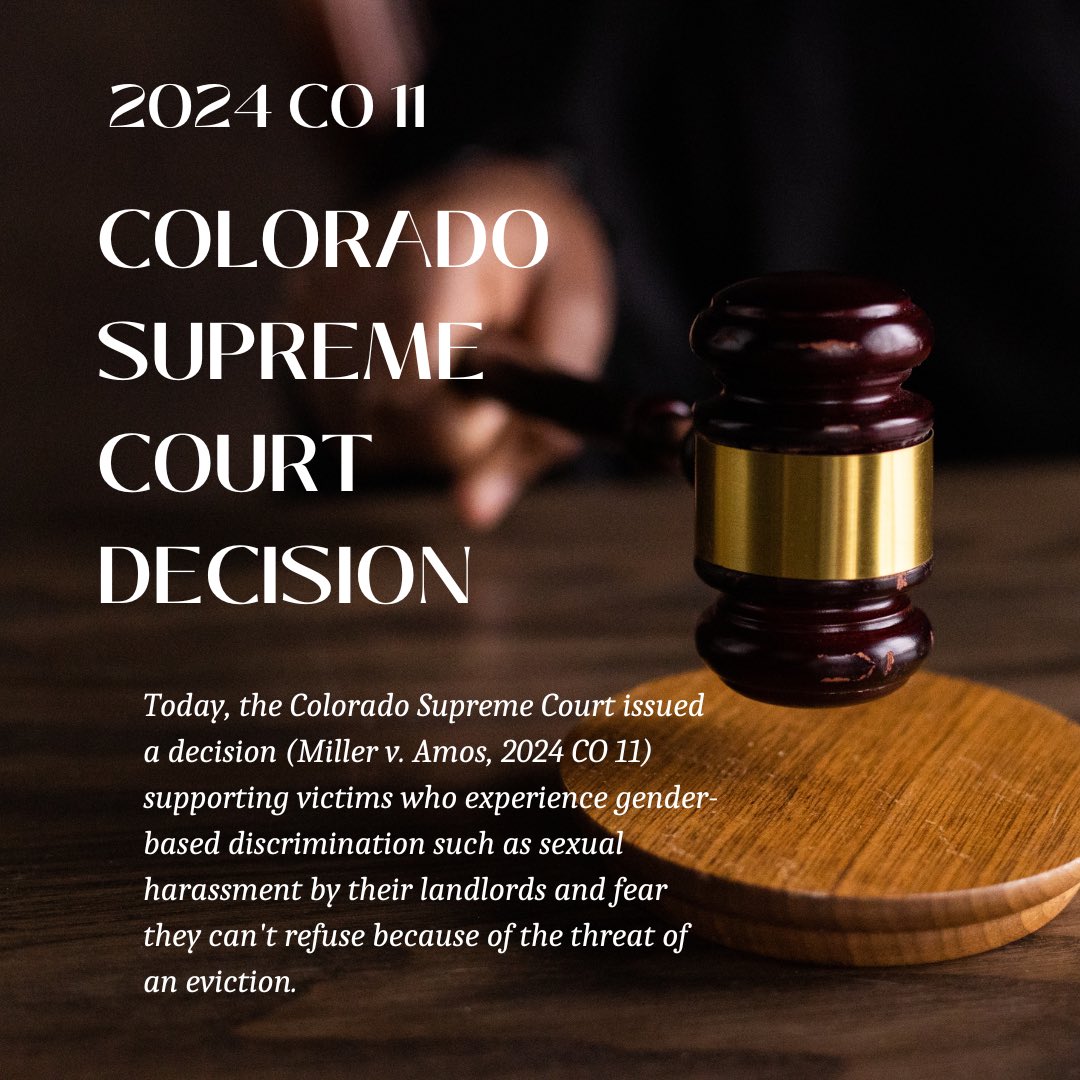 RMvlc_Colorado's tweet image. Survivors who refuse a landlord's sexual advances have rights to assert housing discrimination as a defense in evictions. Thank
you @CoEvictionDef &amp;amp; @COPovertyLaw for your advocacy &amp;amp; for inviting #RMvlc in as amicus for crime victims! 

➡️ buff.ly/48oyyC4