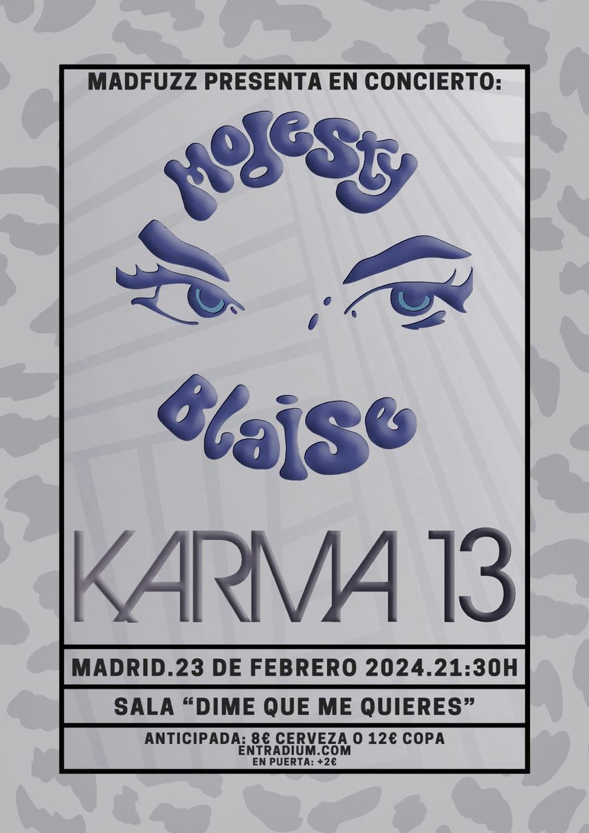 ModBlaiseMusic's tweet image. 🚨Solo quedan 3 días 🚨

Tenéis las entradas en bio y están más baratas que nunca! 8€ con cervecita 🍻

Estaremos acompañando a @karma13oficial en su visita a Madrid en la @dimequemequieres_bar 

#modestyblaise #karma13 #concierto #musicaindie #ociomadrid #madridenvivo