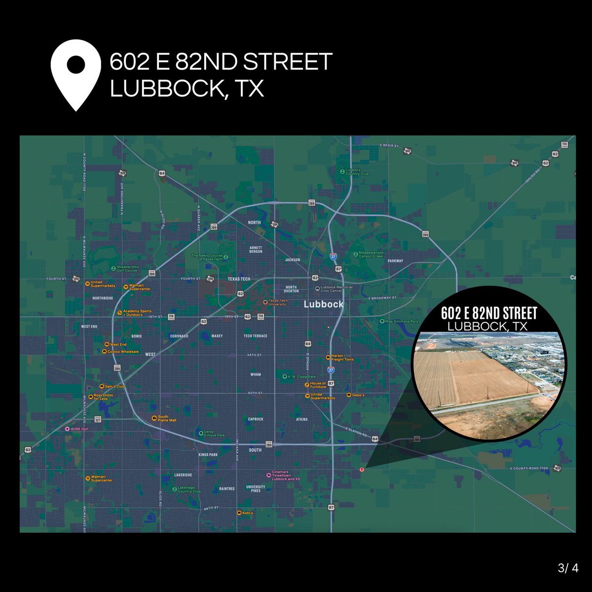 3PointRealty's tweet photo. 3 Point’s NEWEST Land Listing:
⚫️17.69 acres in Lubbock County.
⚫️Located on E 82nd Street and Elm Ave.
⚫️Water well on southeast corner.

📍602 E 82nd Street, Lubbock, TX

•
•
•
#CommercialRealEstate #LubbockLand #3PointCommercial #LubbockRealEstate #TexasLand https://t.co/PnCBnkJdGY