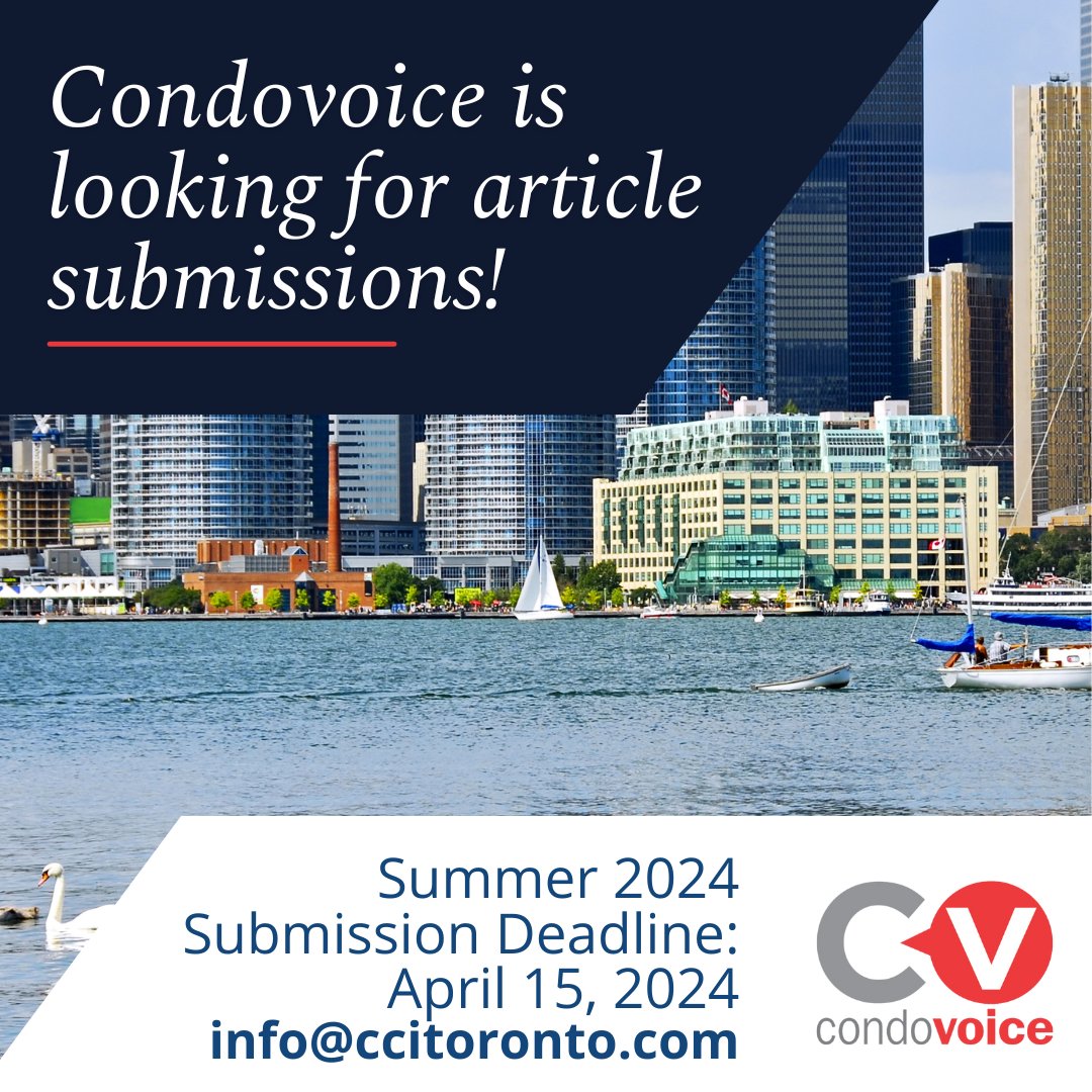 We invite you to share your expertise with our readership on the latest condominium industry topics or lessons learned for our Summer 2024 issue. 📚The deadline to be featured in our Summer 2024 issue is April 15, 2024. 🌷 ccitoronto.org/page/becomeana…