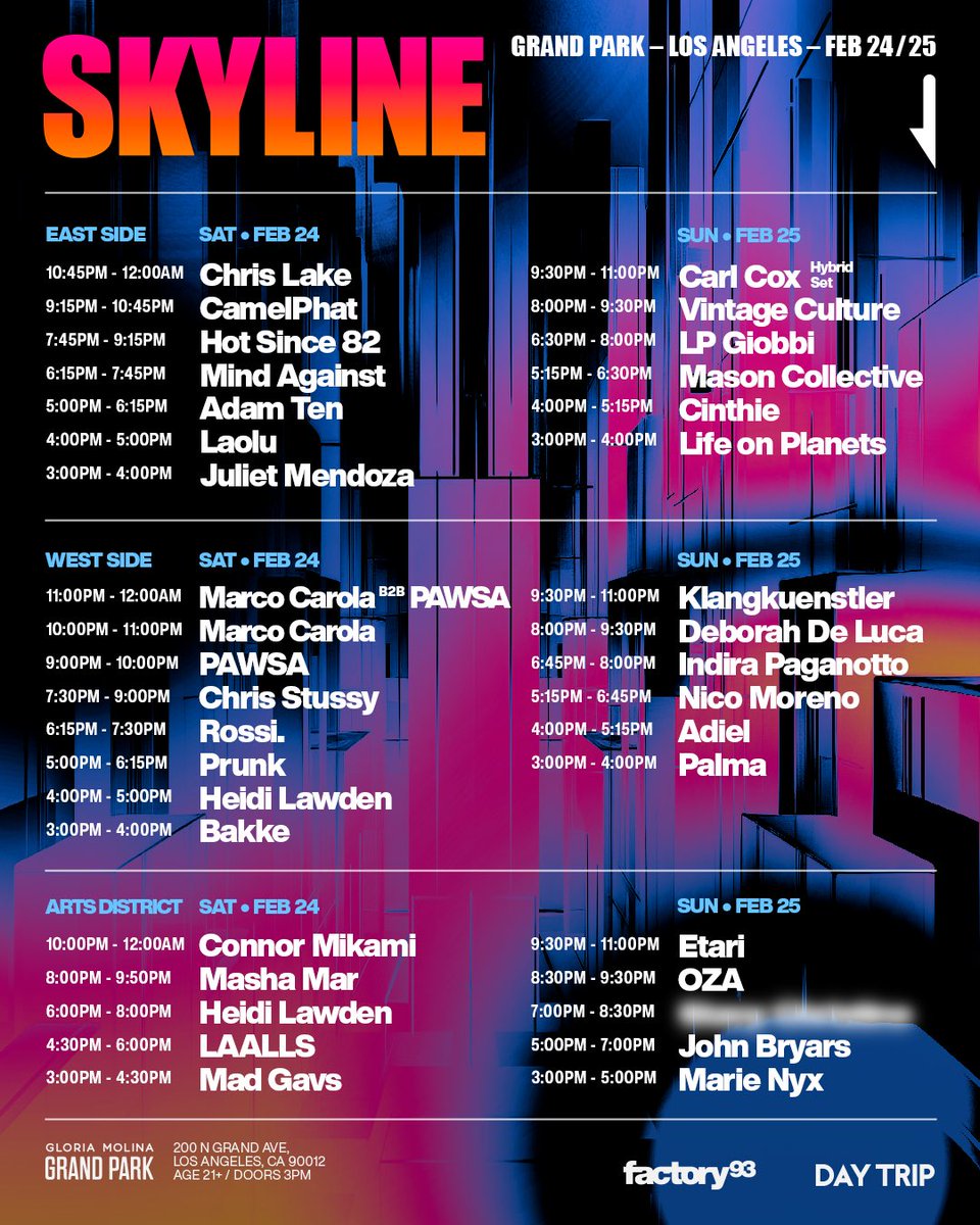 Skyline Music Festival schedule