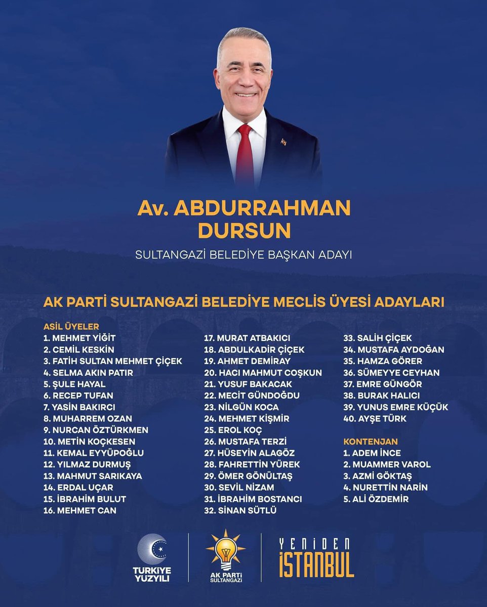 31 Mart Yerel seçimlerinde Sulltangazi Belediye meclis üyeliğinde şahsıma teveccüh göstererek listede yer almama vesile olan Ilçe Başkanımız Sn. Süleyman yiğitoğlu na  ve Belediye Başkanı’mız Sn. Av. Abdurrahman Dursun’a sonsuz teşekkürlerimi sunuyorum.