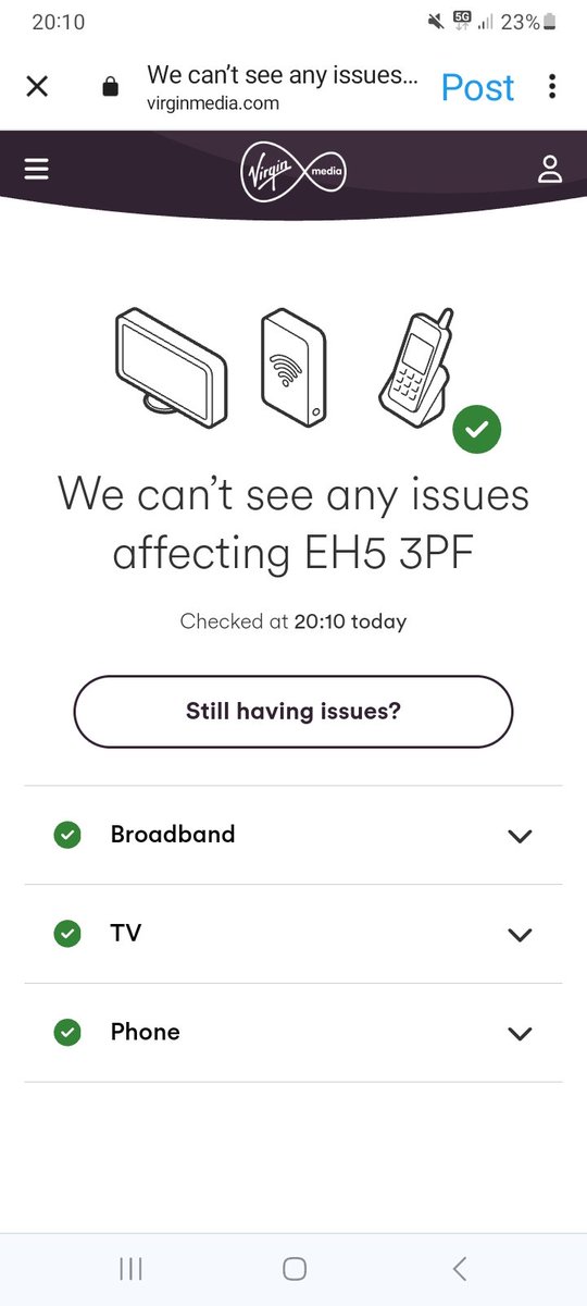 kiddevans's tweet photo. @virginmedia And this is what your checker says. Clearly useless. Please resolve https://t.co/sUaEGwgB1h