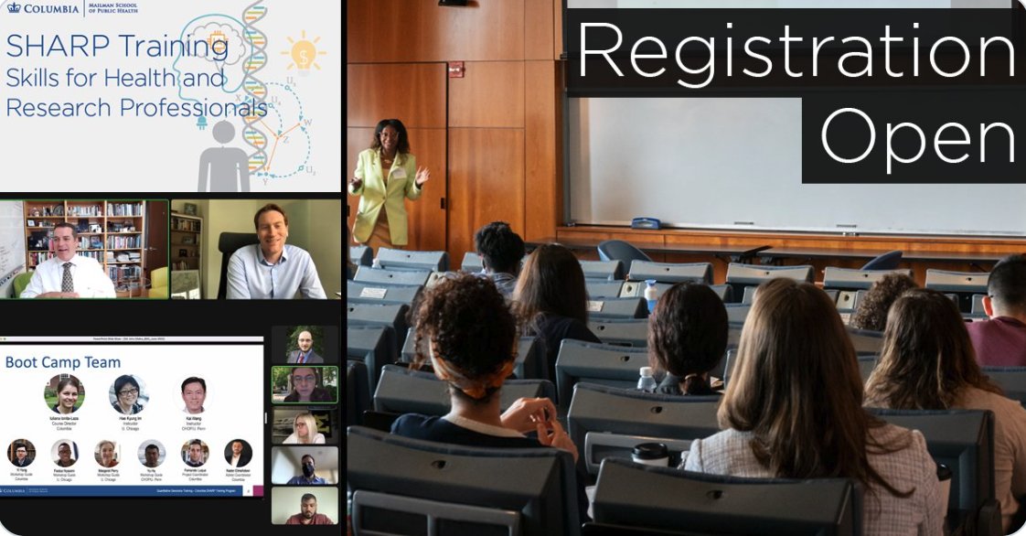 Registration is open for #ColumbiaSHARP Summer 2024 training, offered in-person, virtually, or hybrid! Learn valuable #research skills. Choose from 30 one- to four-day trainings led by field experts. #exposome will be in person. Scholarships available. ➡️ publichealth.columbia.edu/SHARP-Training