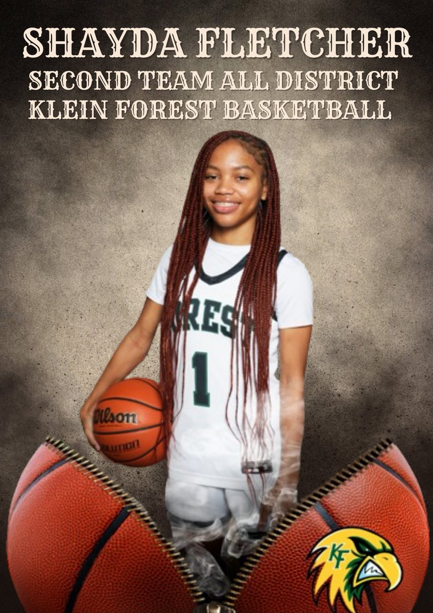 Congratulations to Shayda Fletcher on being named Second Team All-District! Shayda is a fierce competitor and a natural leader with all the attributes to be successful both on and off the court. #Athlete #Leader #Success #DistrictTeam @KleinForest @1CoachVaughn