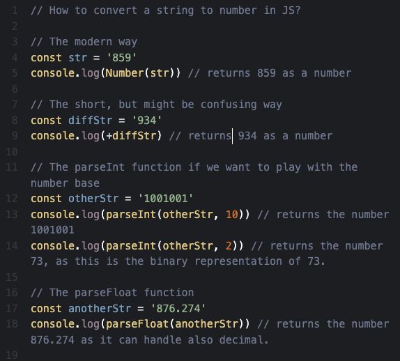 thefeengineer's tweet image. How to convert a string to a number in 4 different ways