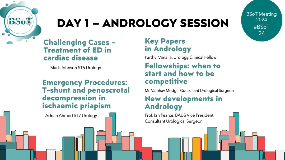 🌟 Our first session at #BSoT24 #Andrology on 11th March. Featuring: ‼️ Managing #ED erectile dysfunction in cardiac disease 😷 Emergency T-shunt and penoscrotal decompression in #priapism 🤓 Key papers 🥼 How to be competitive for #Fellowship 🌟 Latest developments in the field