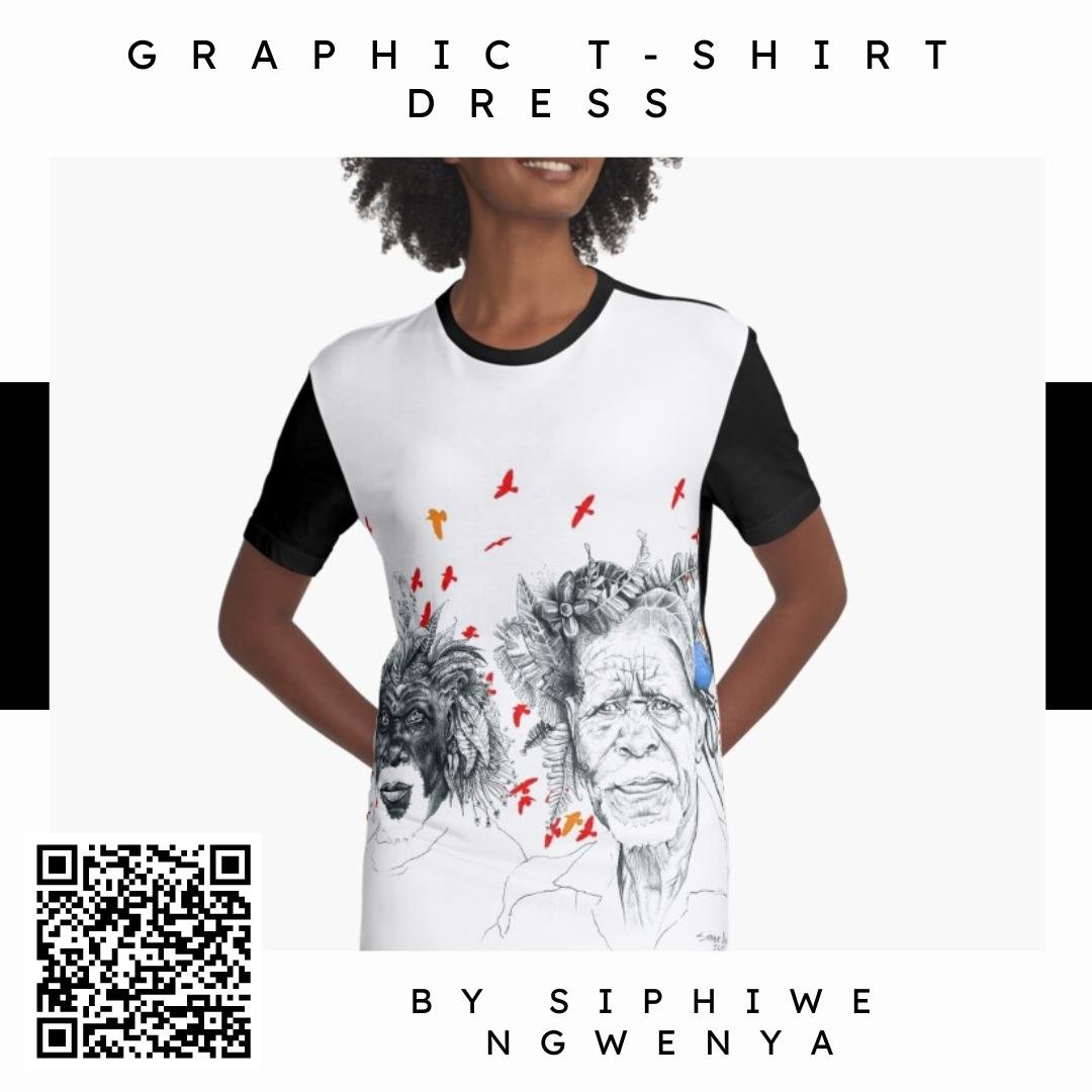 Step out in style in the Ode To my Township graphic t-shirt dress with an original @ngwenyathefounder print. Scan the QR code to shop. @visitjoburg @visitgauteng @visitsouthafrica #MabonengTownshipArtsExperience#ArtVenturousConference #TownshipArts #TurningTownshipsIntoTowns