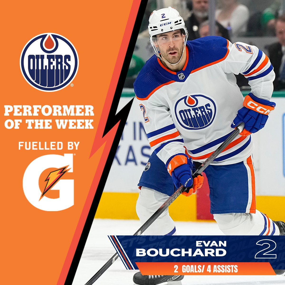 BOOOOUUUUCHHHH 💣

With two goals & four assists in the last three games, Evan is our Performer of the Week ✔️ 

#FuelledByG | #LetsGoOilers