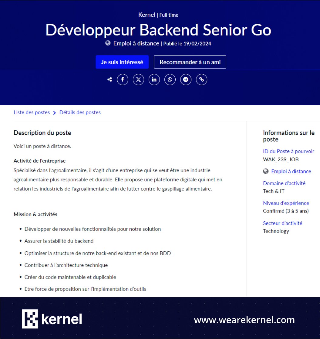 Hello Guys ! Vous êtes à la recherche d’un nouveau #Challenge en développement Go ? Cette opportunité est pour vous. Cliquez le lien suivant pour en savoir plus : bit.ly/3OpdeF #kernel #golang #recrutement #development #developers