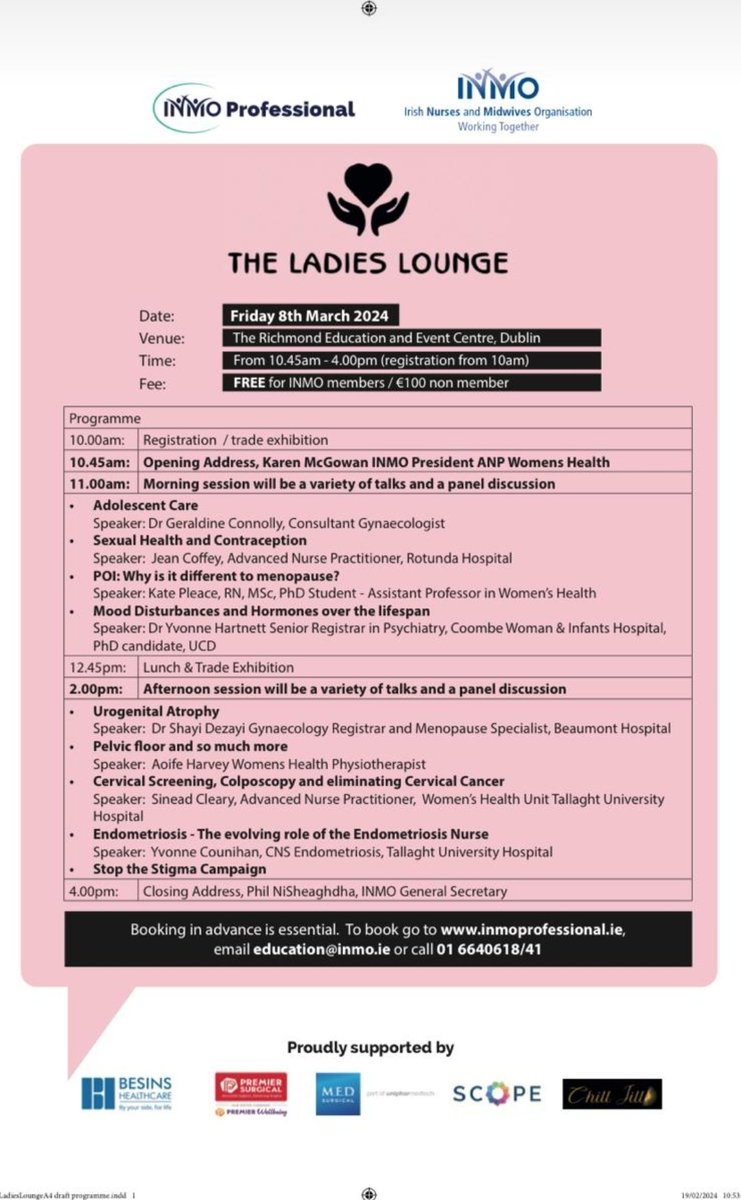 Sarah Garvey (@stmgarvey) on Twitter photo Our Gynae ANP <a href="/KarenNicG/">Karen McGowan</a> in <a href="/Beaumont_Dublin/">Beaumont Hospital</a> has organised this fantastic day onMarch 8th for free for members of <a href="/INMO_IRL/">Irish Nurses & Midwives Organisation</a> and at cost for non members. If you have an interest in women's health, this fantastic day is worth a look <a href="/RotundaHospital/">The Rotunda Hospital</a> <a href="/AnpMater/">Mater ANP Group</a> <a href="/deirdre_lundy/">deirdre lundy she/her/radiant goddess of menopuase</a> Our Gynae ANP <a href="/KarenNicG/">Karen McGowan</a> in <a href="/Beaumont_Dublin/">Beaumont Hospital</a> has organised this fantastic day onMarch 8th for free for members of <a href="/INMO_IRL/">Irish Nurses & Midwives Organisation</a> and at cost for non members. If you have an interest in women's health, this fantastic day is worth a look <a href="/RotundaHospital/">The Rotunda Hospital</a> <a href="/AnpMater/">Mater ANP Group</a> <a href="/deirdre_lundy/">deirdre lundy she/her/radiant goddess of menopuase</a>