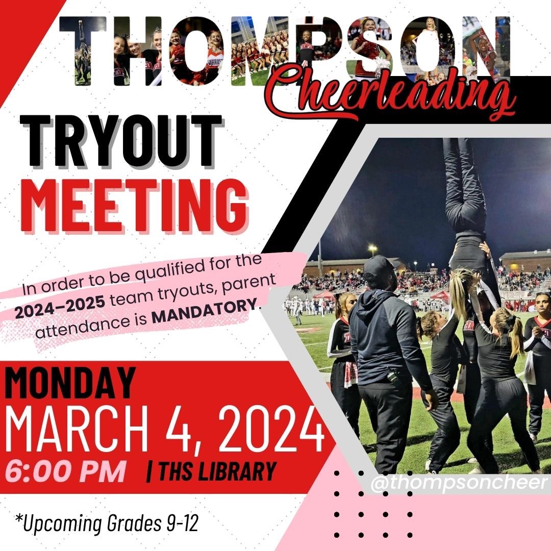 Mark your calendars 🗓️‼️Come to our tryout meeting March 4 @ 6 PM in the THS Library to get information regarding tryouts for the 24-25 season.  See you there!! 🚨🚨