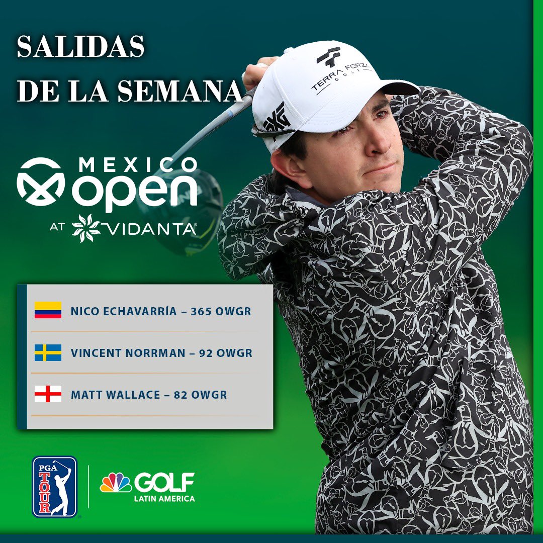 GolfChannelLA's tweet image. ¡Salidas de lujo en el @MexicoOpenGolf! 😮‍💨⏰

@nicolas_ech compartirá con dos experimentados jugadores del PGA Tour, mientras @FredBiondi y @raulp96 forman un tee time de proyección. 💪🏼