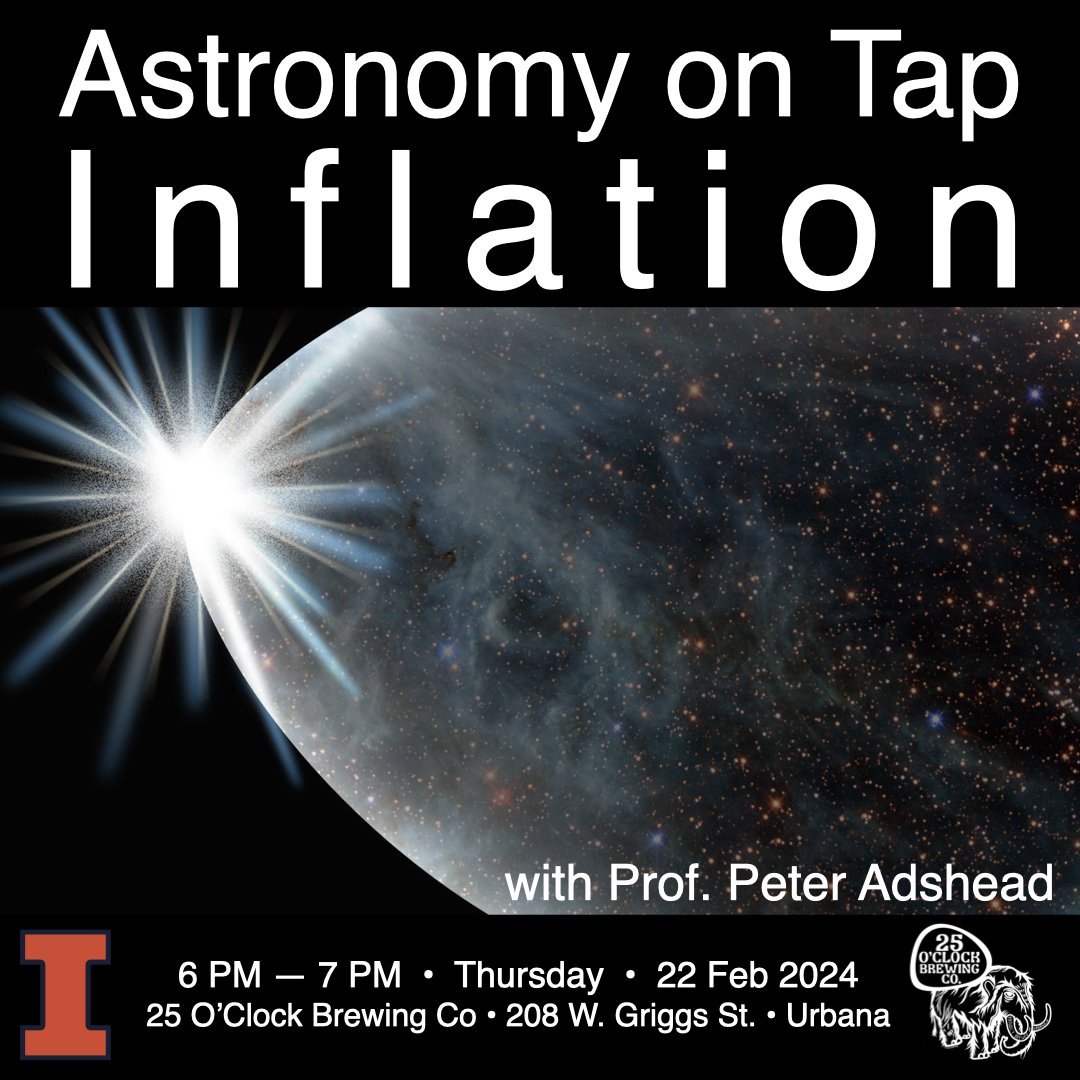 Illinois Physics (@physicsillinois) on Twitter photo THIS THURSDAY! Astronomy on Tap is back with a talk from Professor Peter Adshead, and as always all are welcome to join in the discussion about our universe 💫
See you there!
<a href="/IllinoisCASU/">IL Center for Advanced Studies of the Universe</a> <a href="/AstroOnTapCU/">Astronomy on Tap CU</a> THIS THURSDAY! Astronomy on Tap is back with a talk from Professor Peter Adshead, and as always all are welcome to join in the discussion about our universe 💫
See you there!
<a href="/IllinoisCASU/">IL Center for Advanced Studies of the Universe</a> <a href="/AstroOnTapCU/">Astronomy on Tap CU</a>
