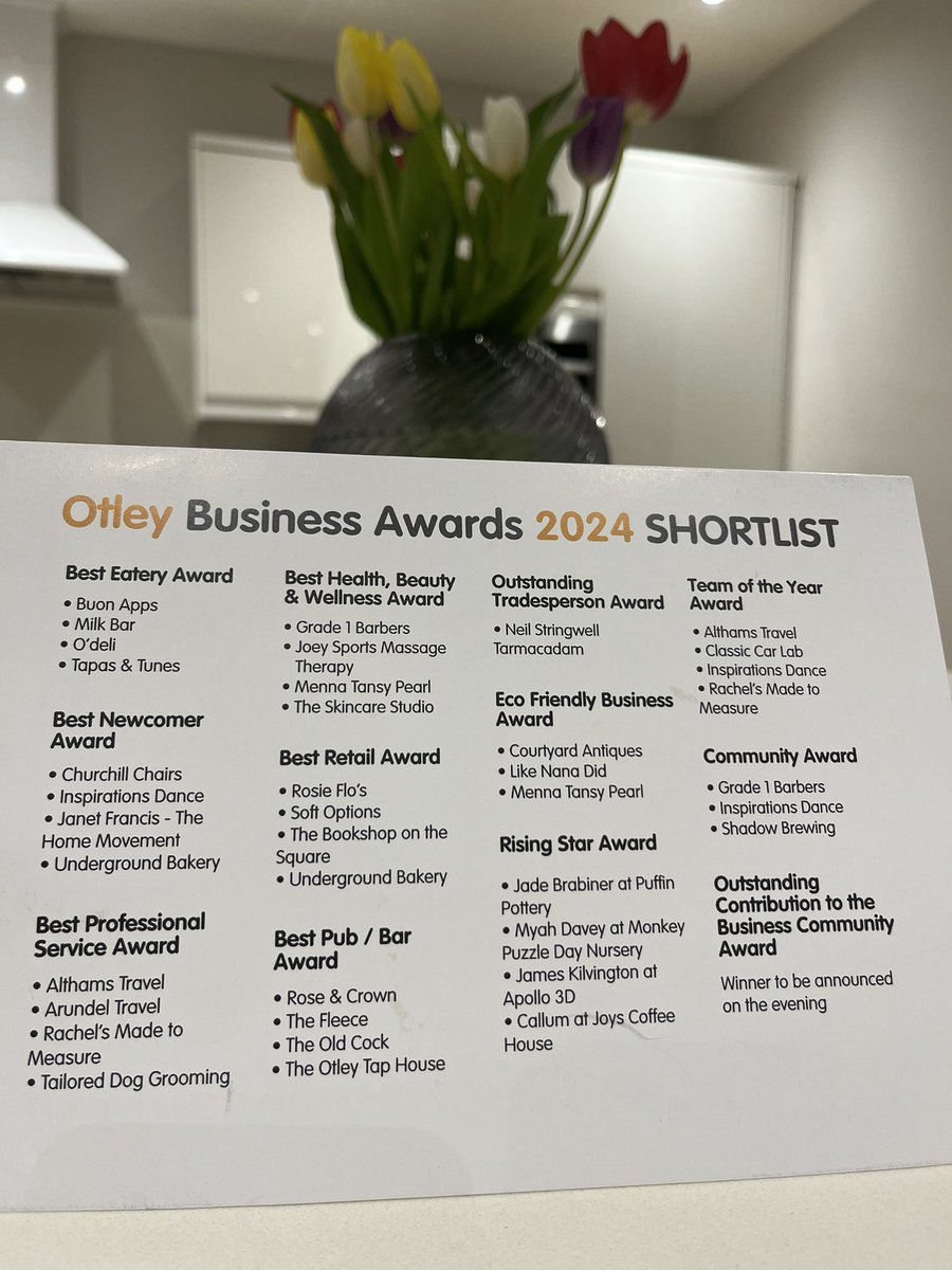 Looking forward to attending the @OtleyChamber’s Business Awards this Saturday. Good luck to all entries. From best newcomer to team of the year, rising star to the outstanding contribution in the community award. Testimony to all involved. Otley is a town with so much to offer.