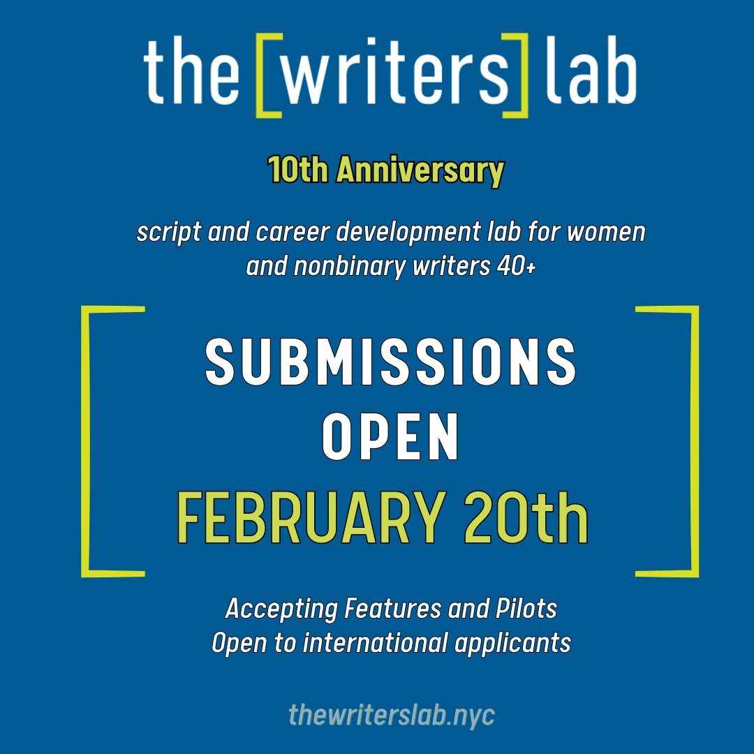 The Writers Lab 2024 is officially OPEN for submissions! Supported by Meryl Streep and Nicole Kidman, The Writers Lab is the only program in the world devoted exclusively to script and career development for women and nonbinary writers 40+ We look forward to reading your work!