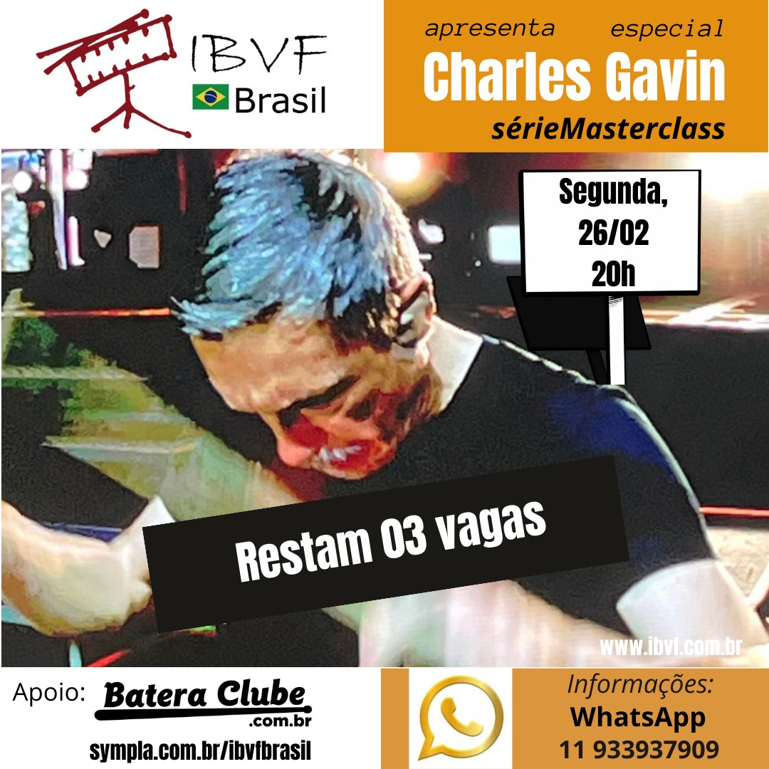 E estamos quase lá!

Carles Gavin especial
no sérieMasterclass

Mas corra pra garantir seu ingresso, porque restam apenas 3 vagas!

sympla.com.br/ibvfbrasil

#charlesgavin #titas #seriemasterclass #ibvfbrasil #bateria #musica