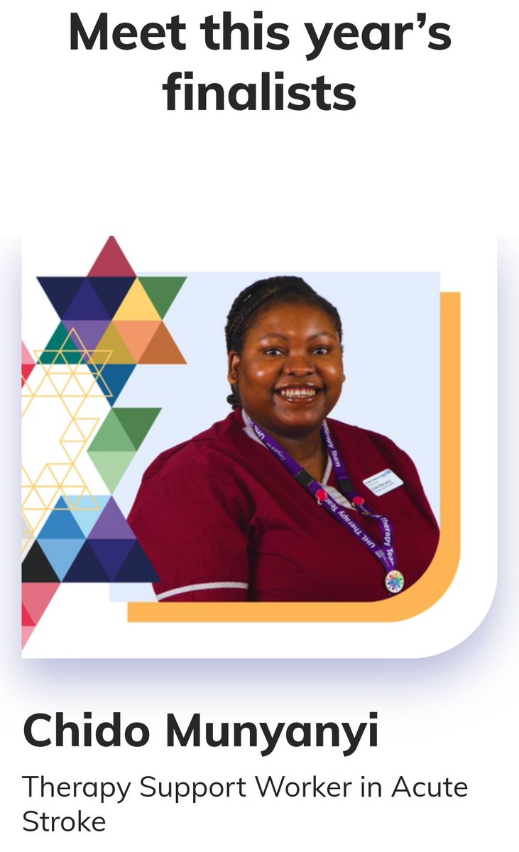 natalie_nurse7's tweet photo. https://t.co/lkHPQaUD6V

Our very own Chido has made the final!! Please share and most importantly click on the link and vote for her, she's truly amazing and loved by patient's and colleagues!💜
@uhl_stroke @uhltherapy @AcuteUhl https://t.co/XwVWd8jfPN