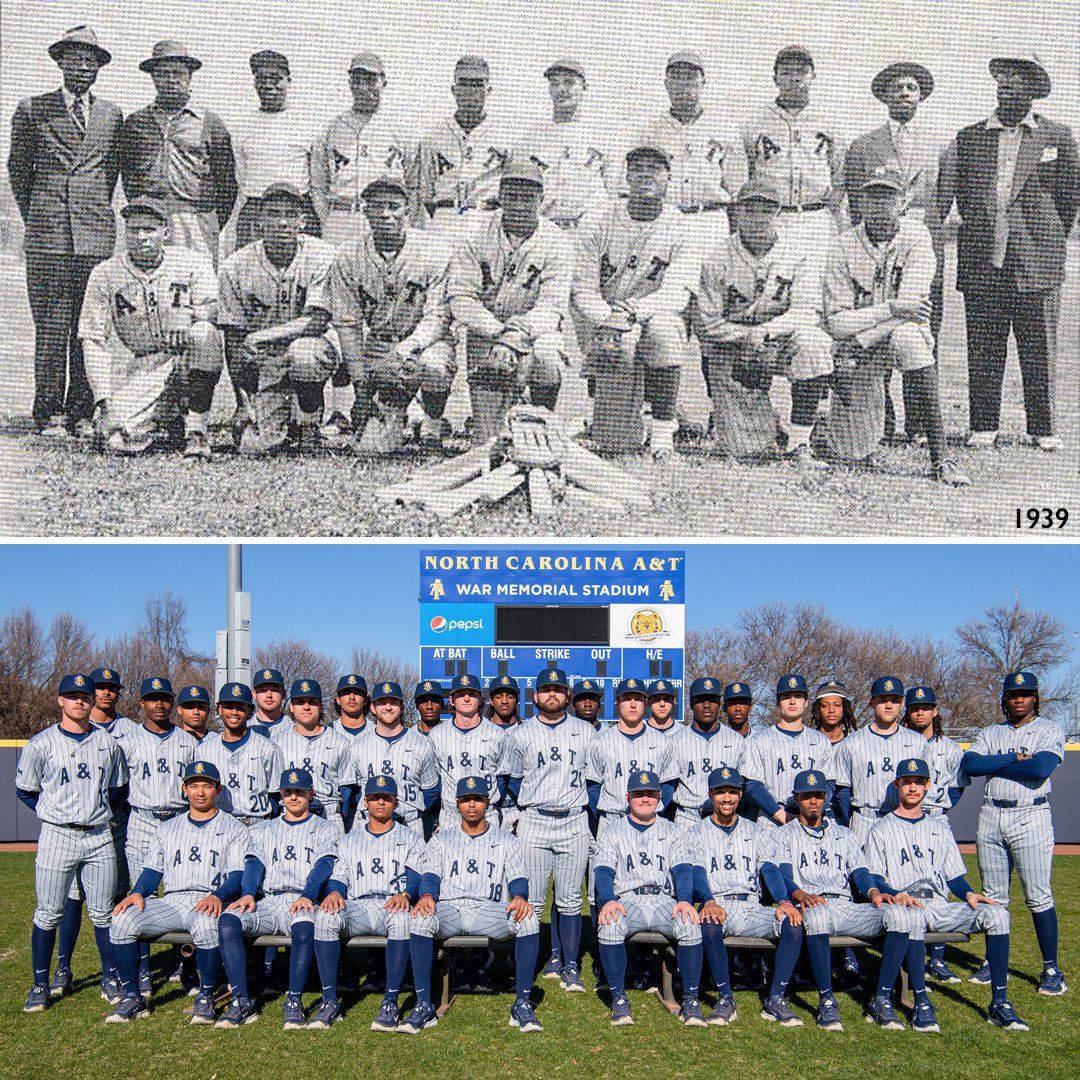 NCAT_Baseball's tweet image. On our sleeves, we wear over 100 years of Aggie Baseball History. No better way to honor the legacy than to take it back to old school. Introducing…The Return of the Pinstripes.

#AggiePride | #FullTilt