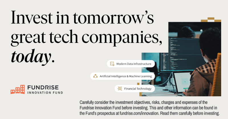 fundrise's tweet photo. Now you can invest in emerging technologies like AI and some of the world’s top pre-IPO tech companies *before* they go public

- No accreditation required
- No 2-and-20 or membership fees
- $10 min. investment